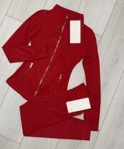 red set gold zip leggings