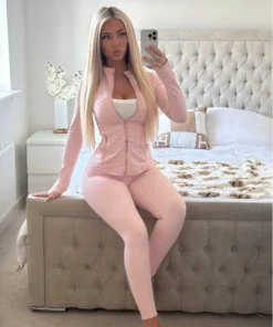 Pink Rose Gold Zip Set