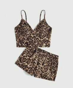 leopard print shorts sets