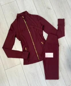 burgundy gold zip set