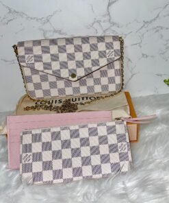 white cream grid cross body bags
